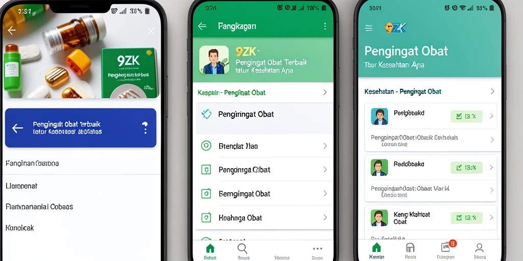 Antarmuka pengguna 9ZK untuk pengingat obat yang intuitif.
