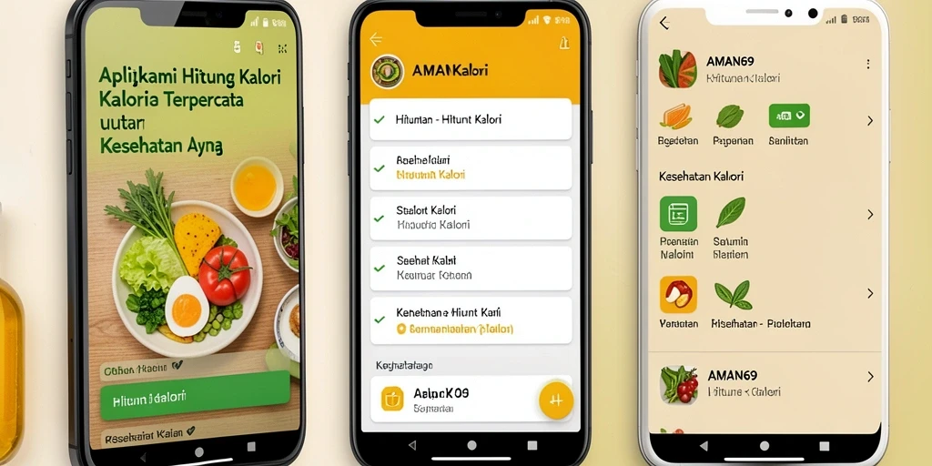Antarmuka pengguna AMAN69 dengan fungsi Hitung Kalori yang intuitif.