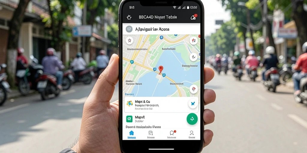 Tampilan antarmuka utama BBCA4D saat menavigasi rute motor.