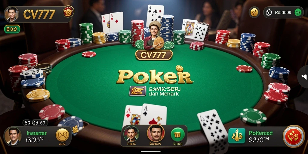 Antarmuka menarik CV777 menampilkan pengalaman bermain poker yang mendebarkan.