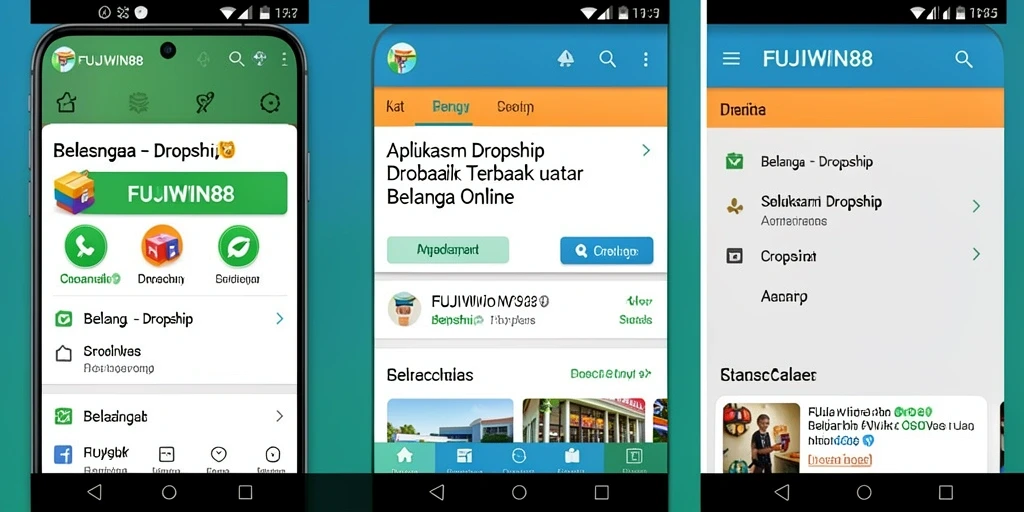 Screenshot utama FUJIWIN88 menunjukkan antarmuka pengguna yang sederhana dan fitur dropship.
