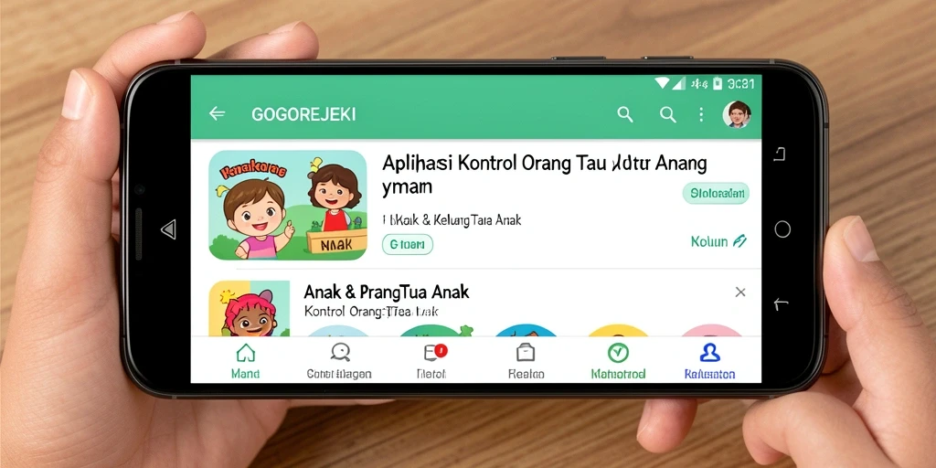 Tampilan antarmuka GOGOREJEKI yang intuitif untuk kontrol orang tua.