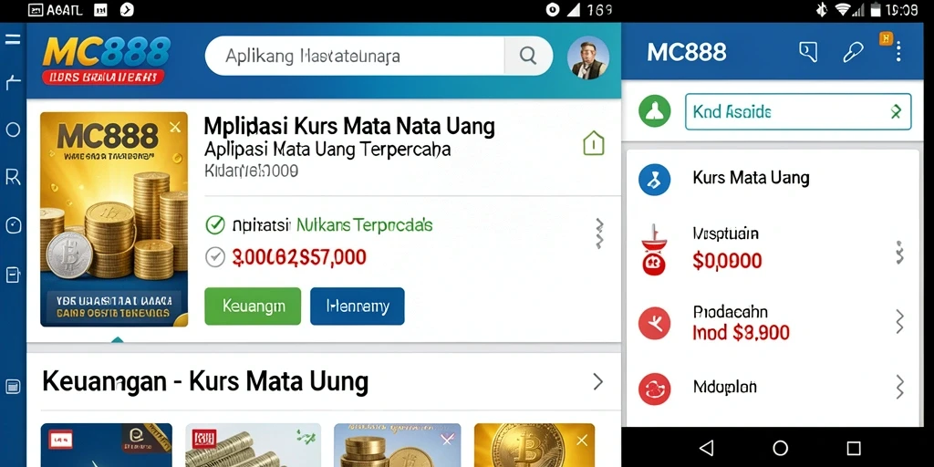 Tampilan antarmuka MC888 yang sederhana dan informatif untuk Kurs Mata Uang.