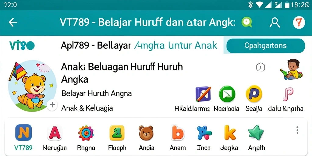 Tampilan antarmuka aplikasi Belajar Huruf dan Angka yang ceria dan interaktif.